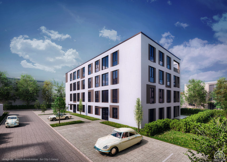 Architectural visualization: exterior renders of residential project in Germany.