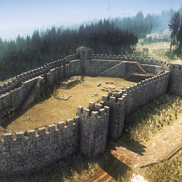 Real-time interactive app: Ancient stronghold reconstruction.